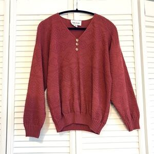 Vintage Carly Blake 70s 80s Pink Pullover Sweater V Neck